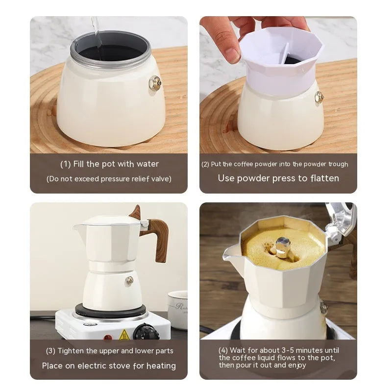 Double Valve Moka Pot Espresso Coffee Machine - Bellarte Enchanté Double Valve Moka Pot Espresso Coffee Machine